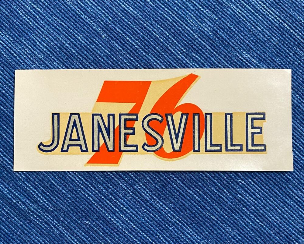 VTG Union 76 Oil Janesville California Decal Label Gas Station Travel Souvenir